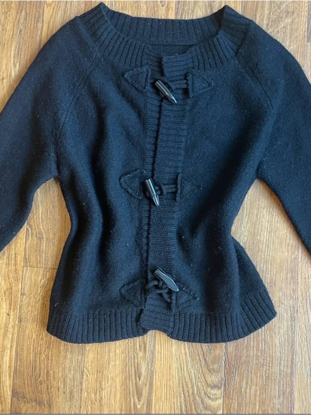 Zara Black Toggle-Front Knit Cardigan